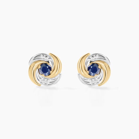 Boucles D'oreilles Puces Potentille Or Jaune Saphir - Puces Femme | Marc Orian