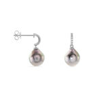 Boucles D'oreilles Puces Gatiene Or Blanc Perle De Culture Et Diamant - Pendantes Femme | Marc Orian