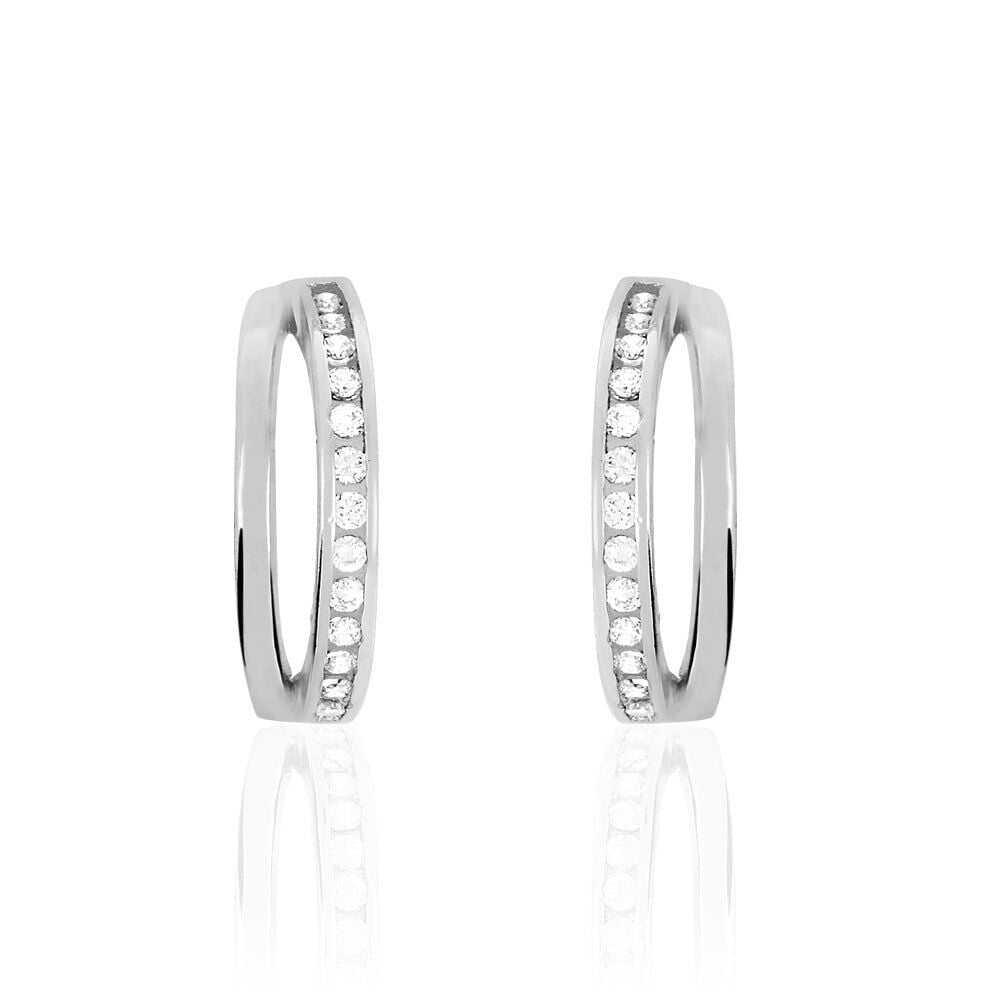 Créoles Otho Rondes Argent Blanc Oxyde De Zirconium - Créoles Femme | Marc Orian