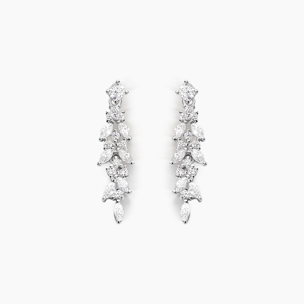 Boucles D'oreilles Pendantes Argent Blanc Precieux Flocon Oxyde - Pendantes Femme | Marc Orian