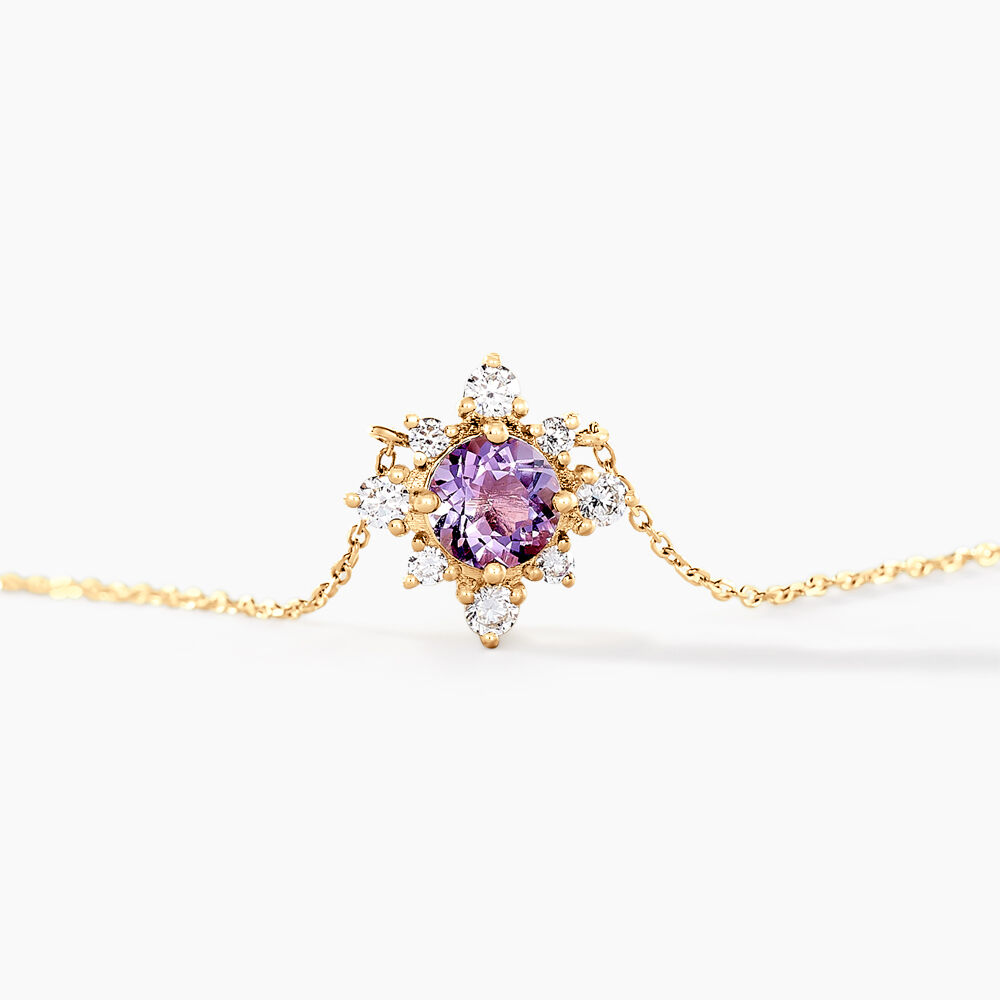 Collier Astrithr Or Jaune Améthyste Oxyde De Zirconium - Colliers avec pierres Femme | Marc Orian