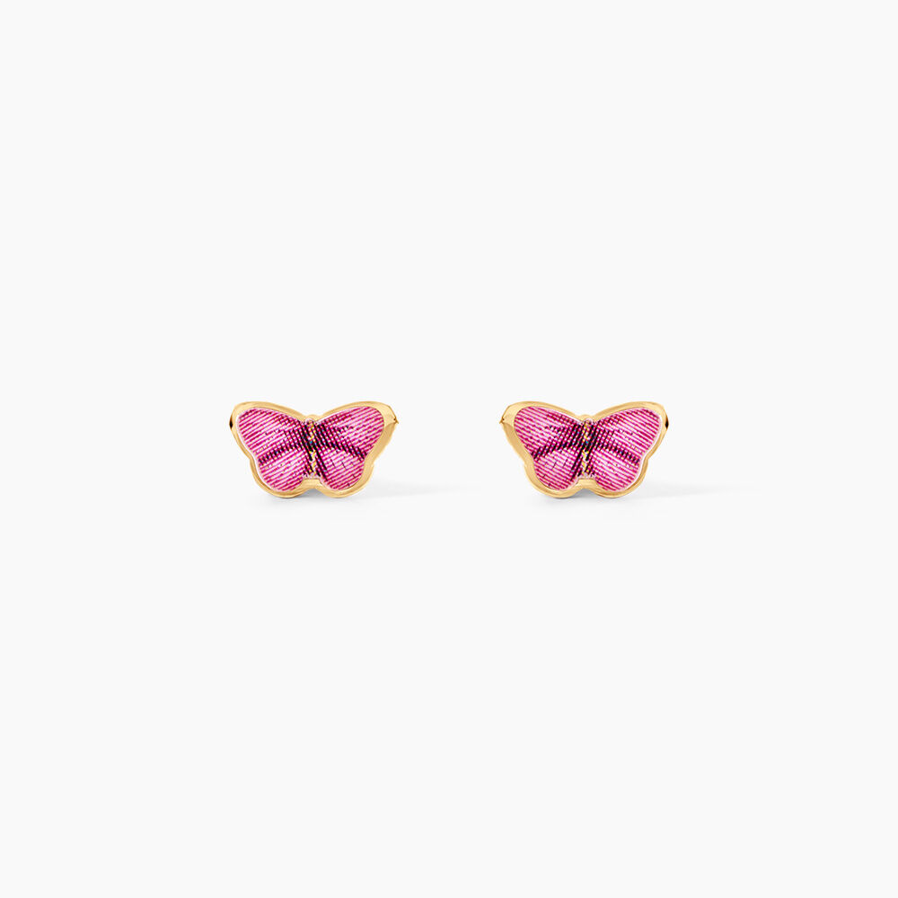 Boucles D'Oreilles Puces Sulivia Papillon Argent Dor&eacute; A L'Or 750/1000 - Puces Enfant | Marc Orian