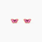 Boucles D'Oreilles Puces Sulivia Papillon Argent Dor&eacute; A L'Or 750/1000 - Puces Enfant | Marc Orian