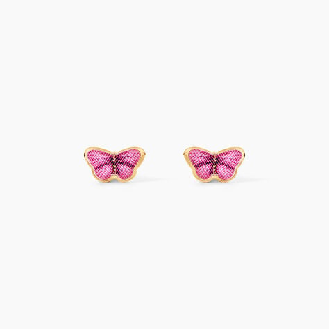 Boucles D'Oreilles Puces Sulivia Papillon Argent Dor&eacute; A L'Or 750/1000 - Puces Enfant | Marc Orian