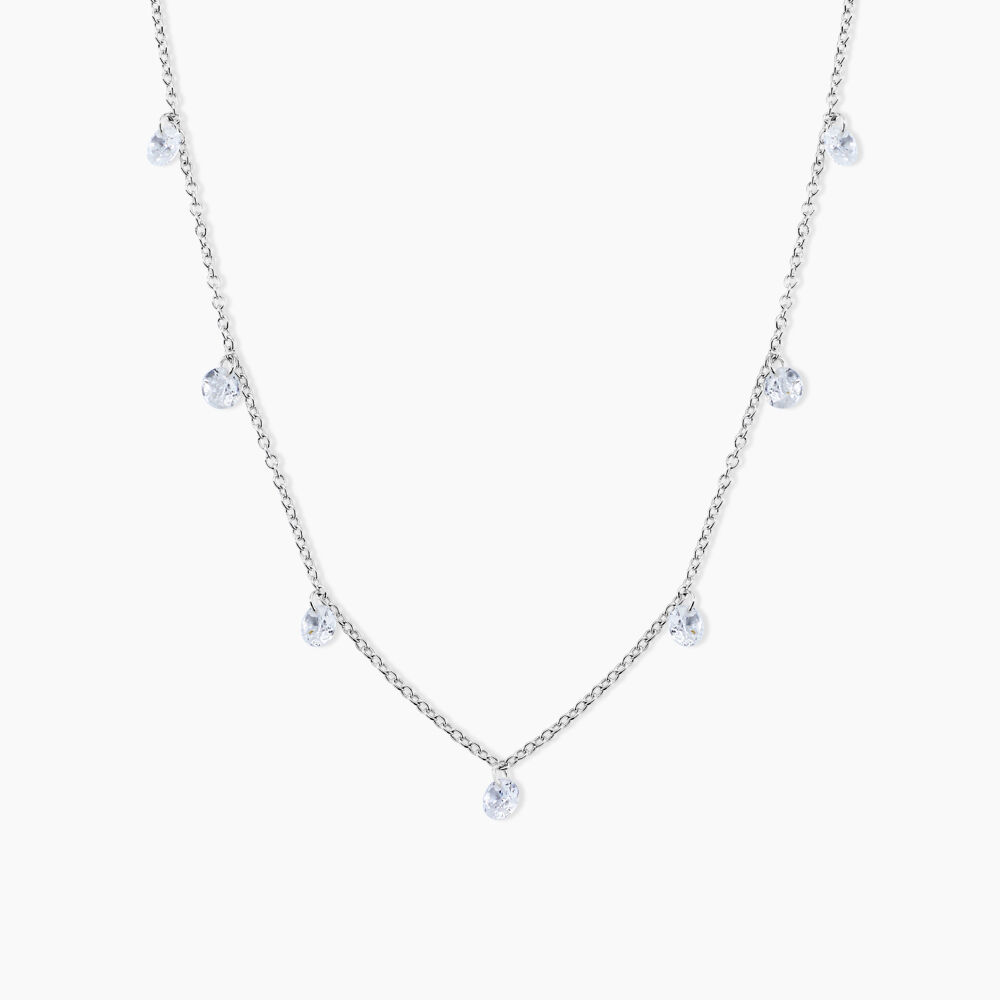 Collier Argent Collie Argent Blanc Oxyde - Colliers avec pierres Femme | Marc Orian
