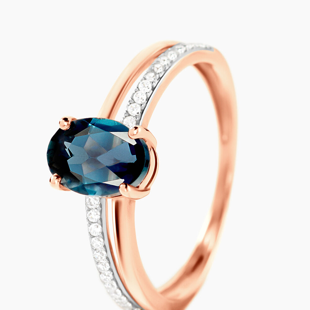 Bague Sarika Or Rose Topaze Et Oxyde De Zirconium - Bagues pierres fines Femme | Marc Orian