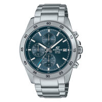 cadran argenté fond bleu bracelet acier argenté