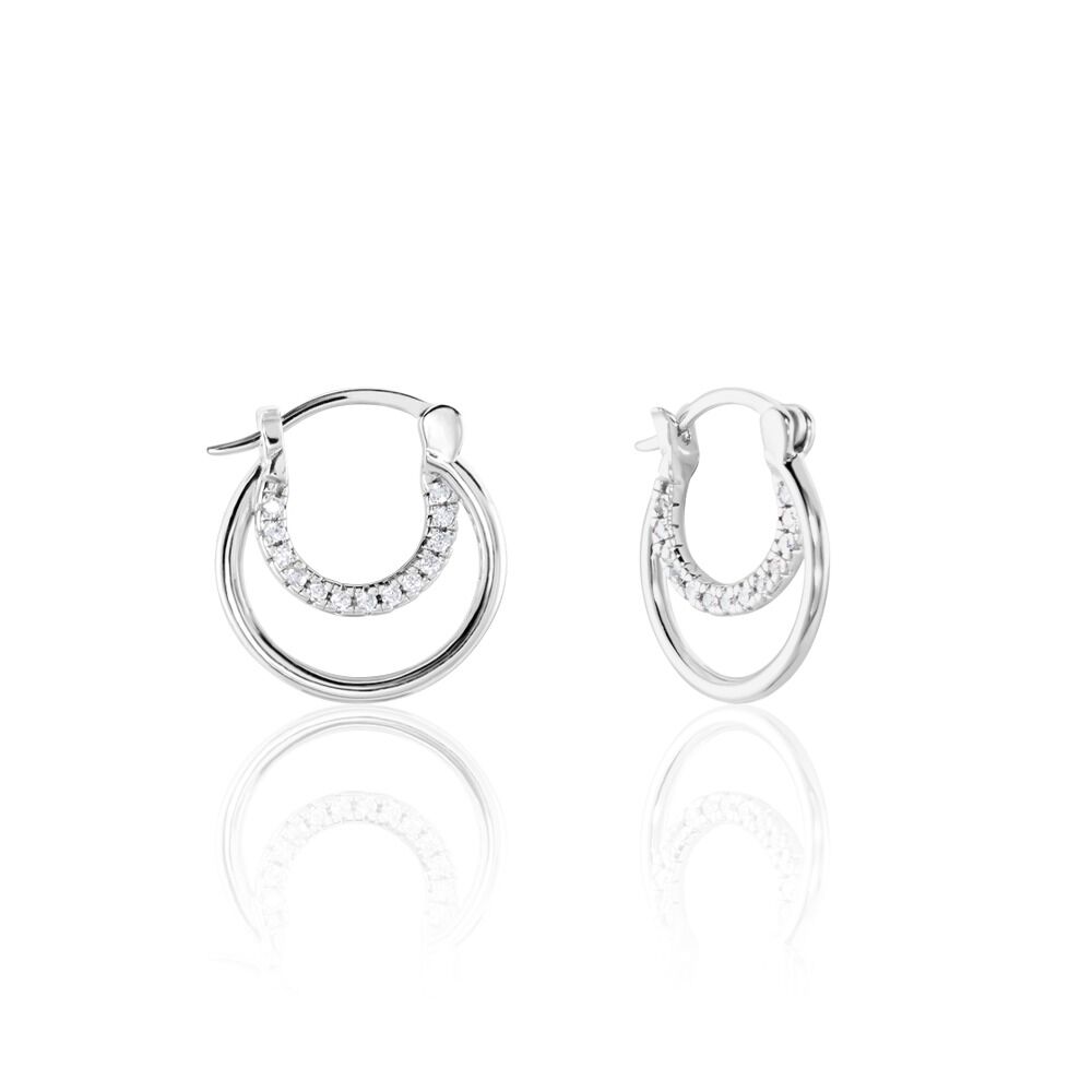 Créoles Argent Blanc Linnette Oxydes De Zirconium - Créoles Femme | Marc Orian