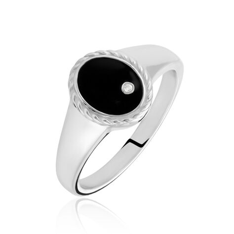 Bague Argent Blanc Lugus Email Et Oxyde De Zirconium - Bagues avec pierre Femme | Marc Orian