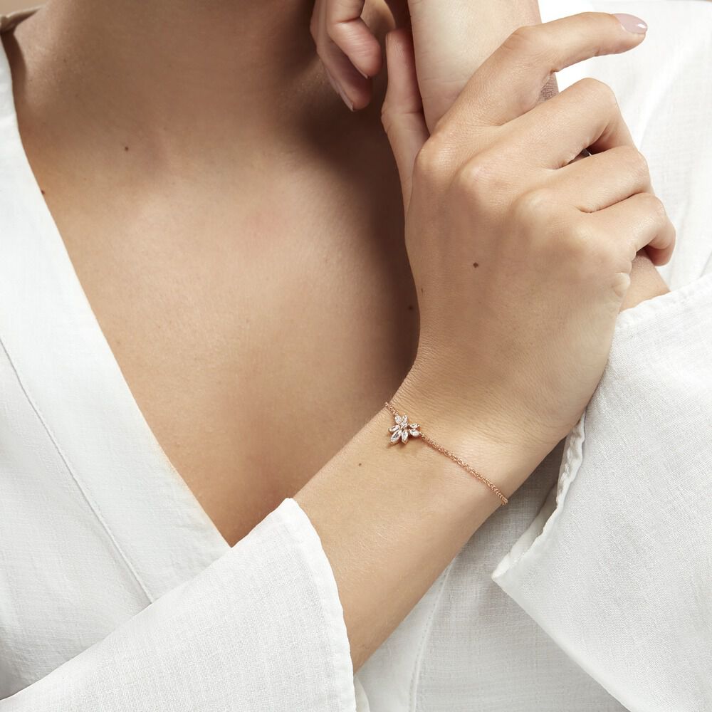 Bracelet Davena Argent Rose Oxyde De Zirconium - Bracelets chaînes Femme | Marc Orian
