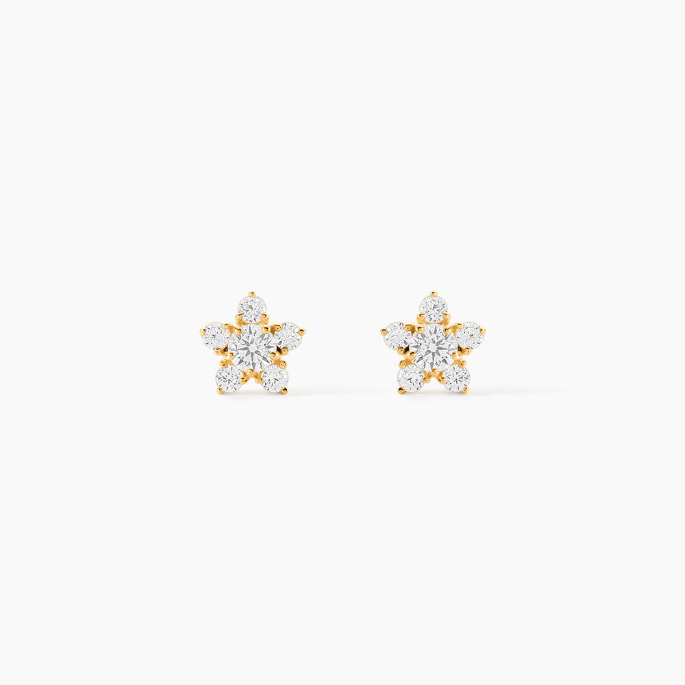 Boucles D'oreilles Puces Ilkis Etoile Or Jaune Oxyde De Zirconium - Puces Femme | Marc Orian