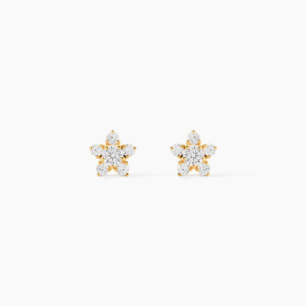 Boucles D'oreilles Puces Ilkis Etoile Or Jaune Oxyde De Zirconium - Puces Femme | Marc Orian