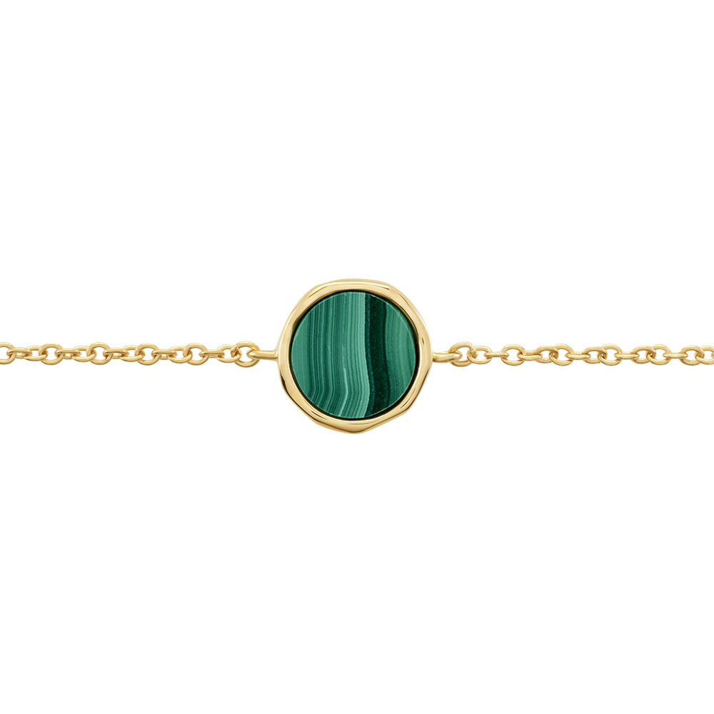 Bracelet Plaqu&eacute; Or Neassa Malachite - Bracelets Medailles Femme | Marc Orian