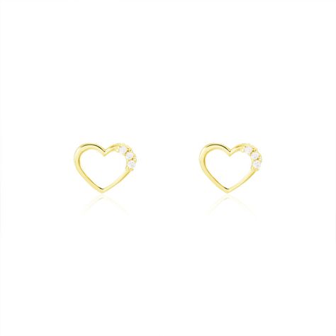 Boucles d'oreilles lapins en or jaune 18 carats et zirconium pour enfant