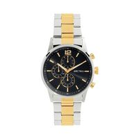 cadran argenté fond noir bracelet acier bicolore