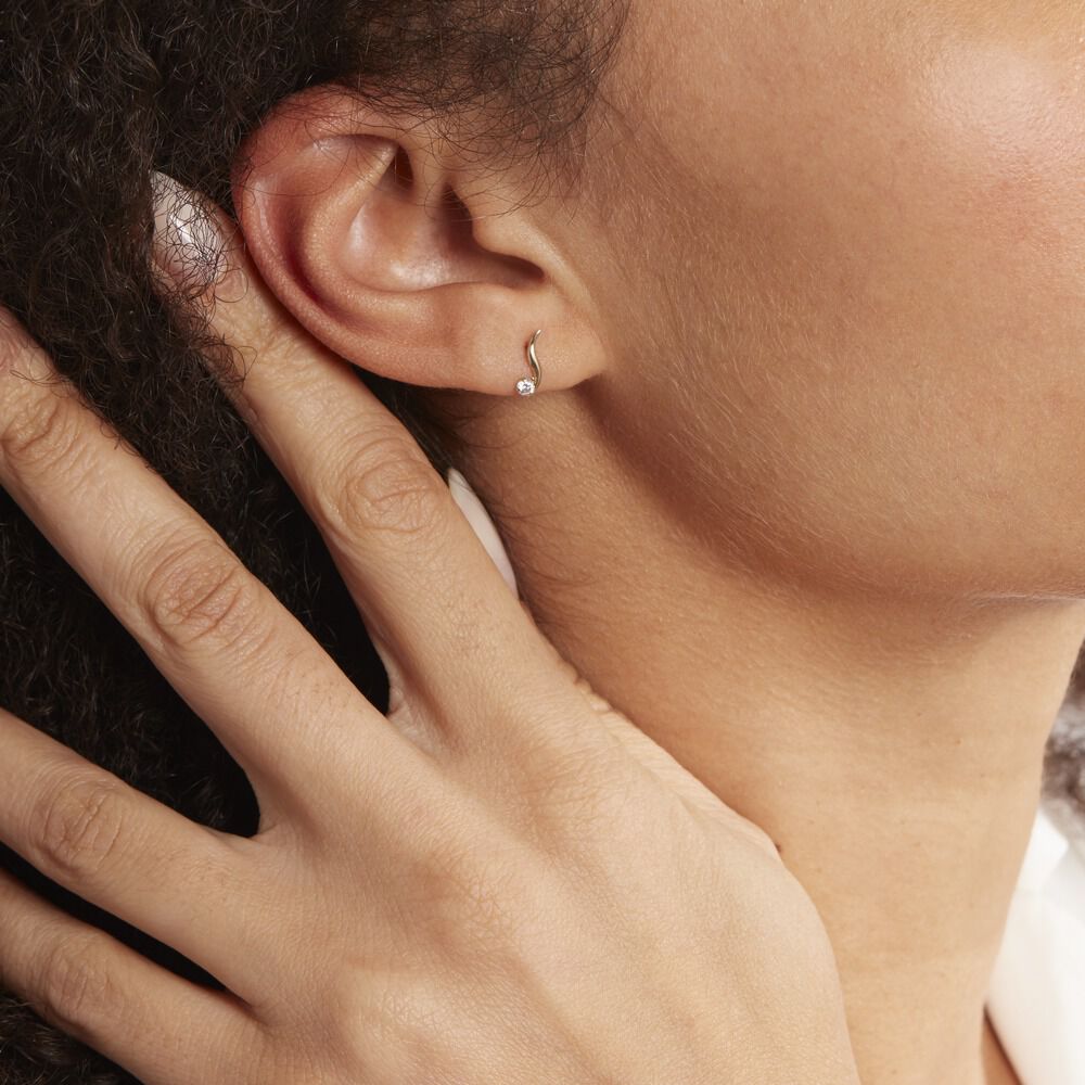Boucles D'oreilles Puces Beryl Virgule Or Jaune Oxyde De Zirconium - Puces Femme | Marc Orian