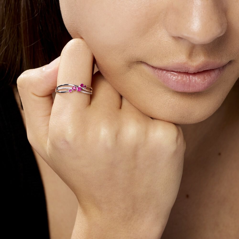 Bague Amarylis Or Blanc Rubis Diamant - Bagues vintage Femme | Marc Orian