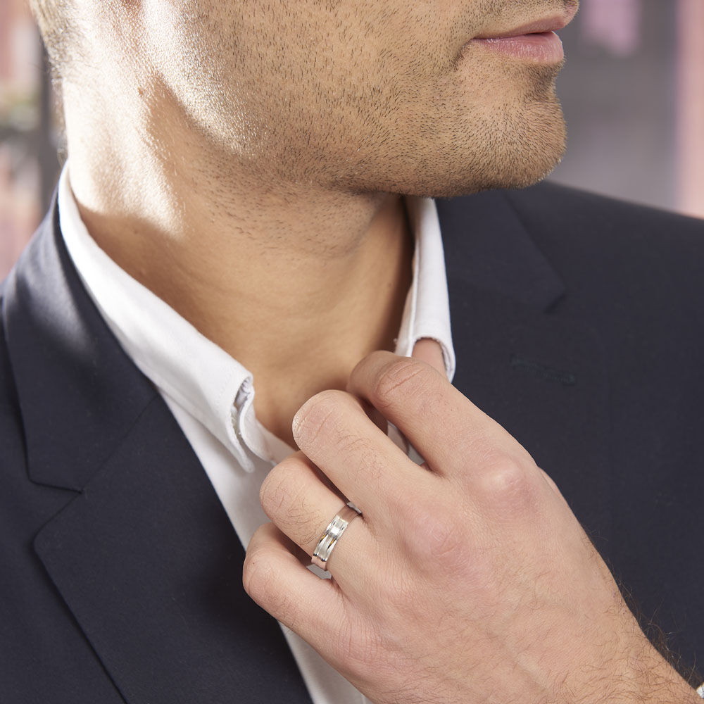 Alliance Alishba Argent Blanc - Alliances personnalisées Homme | Marc Orian