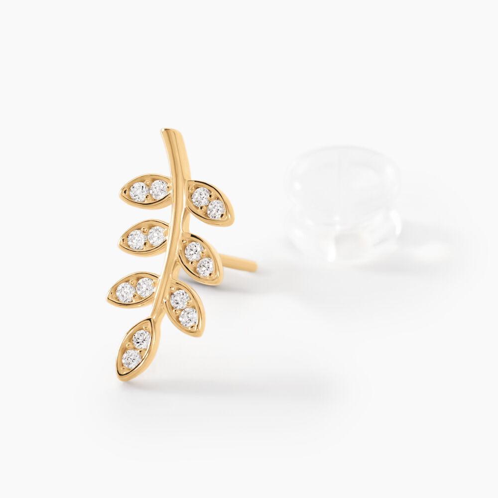 Boucles D'oreilles Puces Ael Or Jaune Oxyde De Zirconium - Puces Femme | Marc Orian