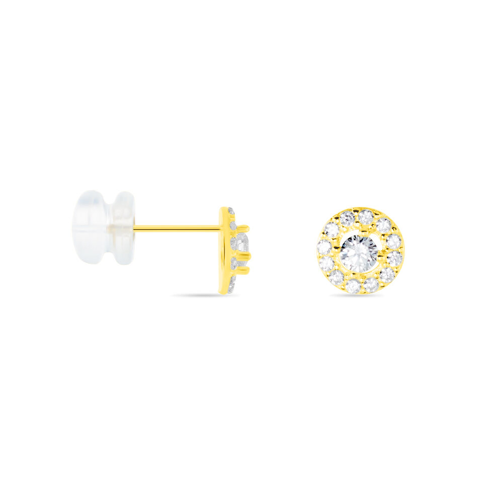 Boucles D'oreilles Puces Tahera Or Jaune Oxyde De Zirconium - Puces Femme | Marc Orian