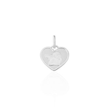 Pendentif Ange Coeur Or Blanc