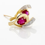 Boucles D'oreilles Puces Sagesse Or Jaune Rubis Et Diamant - Puces Femme | Marc Orian
