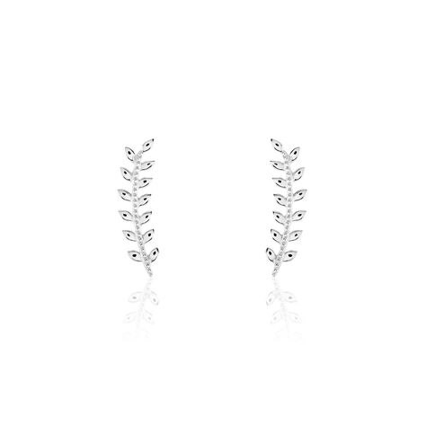 Boucles D'oreilles Grimpantes Folia Argent Blanc - Piercings d'oreilles Femme | Marc Orian