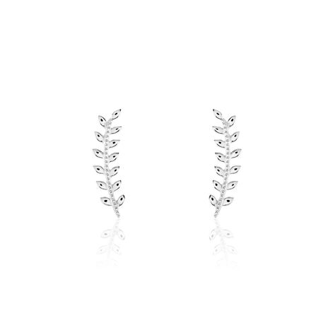 Boucles D'oreilles Grimpantes Folia Argent Blanc - Boucles d'oreilles Ear cuffs Femme | Marc Orian