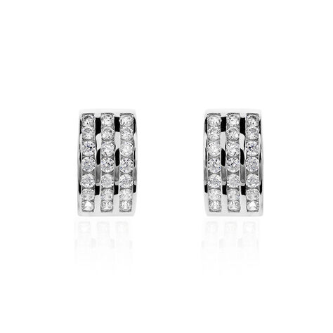 Demi Créoles Or Blanc Jacobea Oxyde De Zirconium - Boucles d'oreilles Créoles Femme | Marc Orian