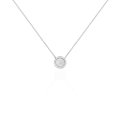 Collier Nawala Argent Blanc Oxyde De Zirconium Et Nacre - Colliers avec pierres Femme | Marc Orian