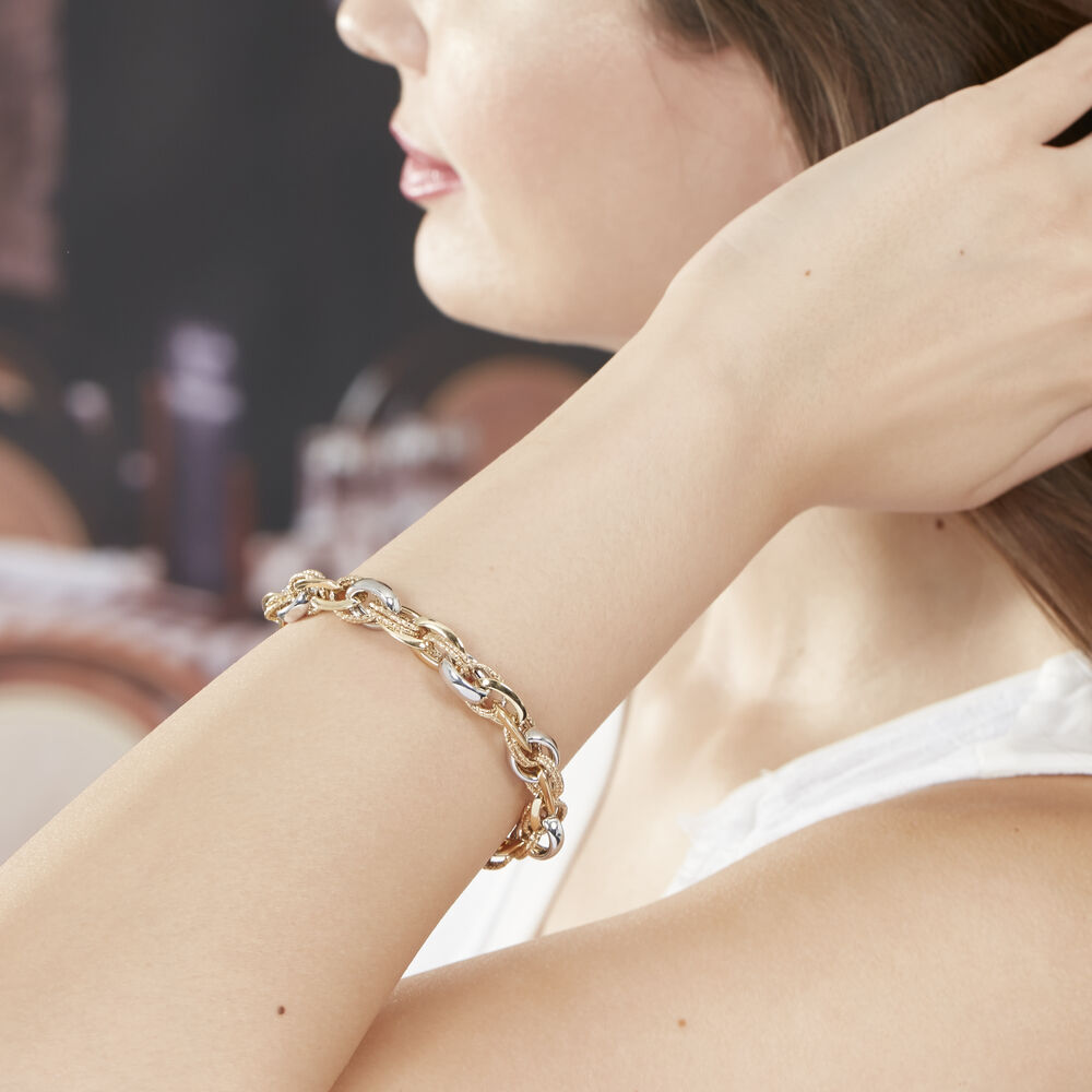 Bracelet Joice Maille Alternée Et Godronne Or Bicolore - Bracelets mailles Femme | Marc Orian