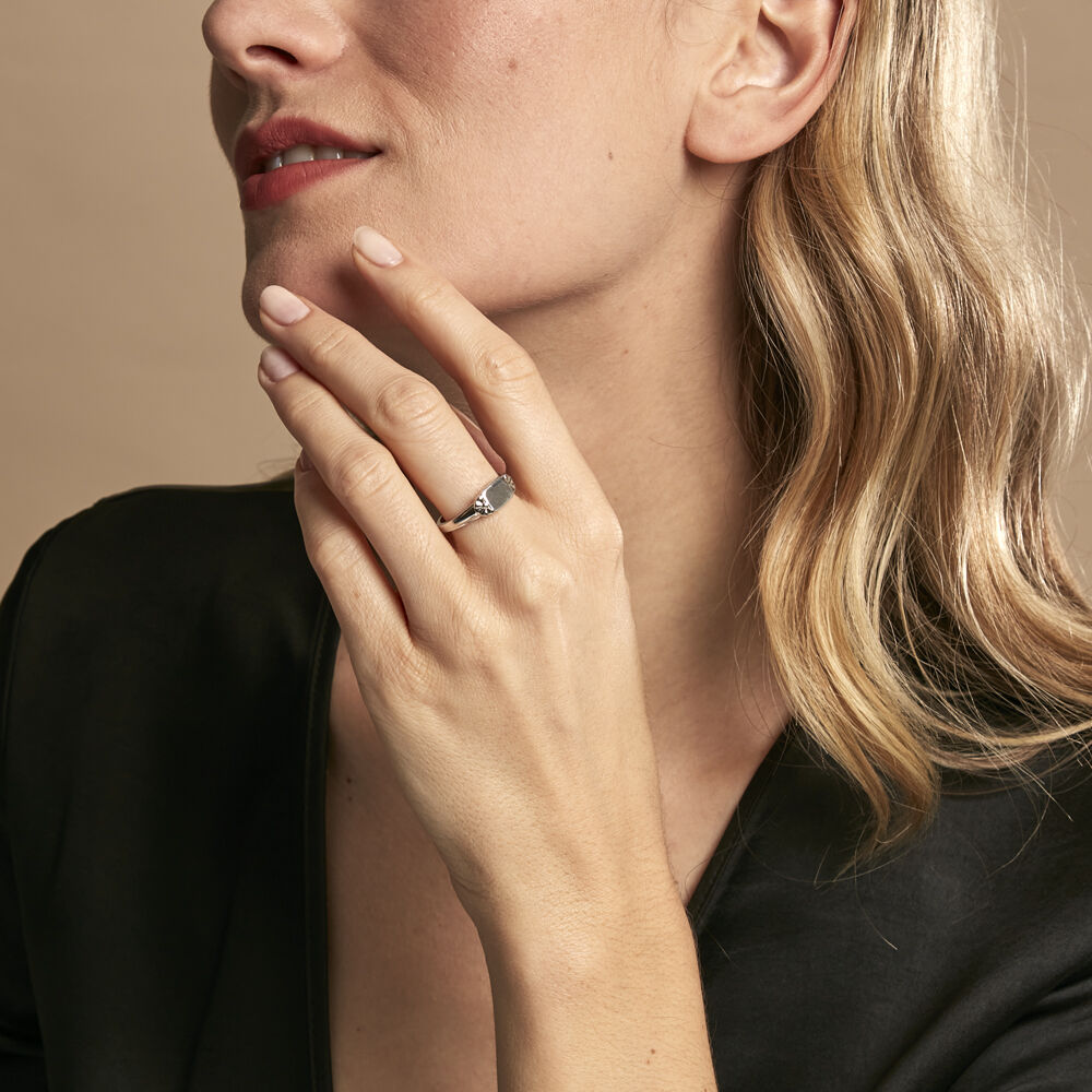 Chevalière Darian Argent Blanc - Chevalières Femme | Marc Orian