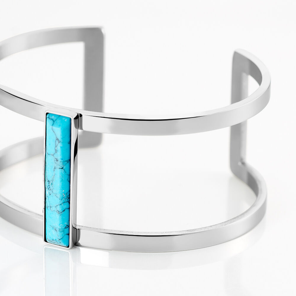 Bracelet Jonc Merylie Acier Blanc Pierre De Synthese - Bracelets Pierre Femme | Marc Orian