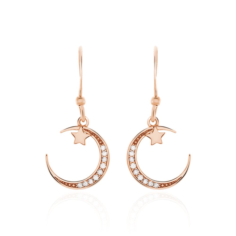 Boucles D'oreilles Pendantes Elizaveta Argent Rose Oxyde De Zirconium - Pendantes Femme | Marc Orian