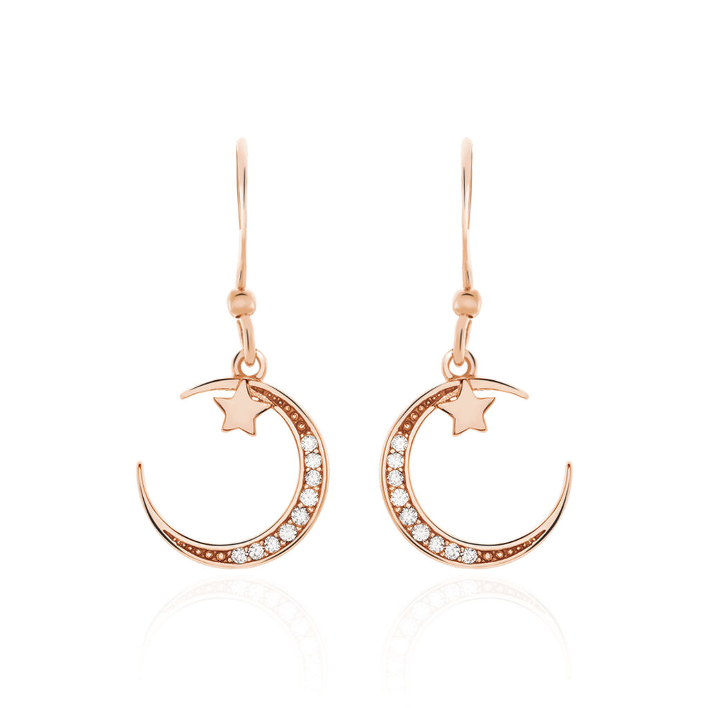 Boucles D'oreilles Pendantes Elizaveta Argent Rose Oxyde De Zirconium - Pendantes Femme | Marc Orian