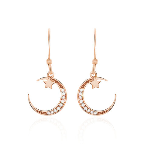 Boucles D'oreilles Pendantes Elizaveta Argent Rose Oxyde De Zirconium - Pendantes Femme | Marc Orian