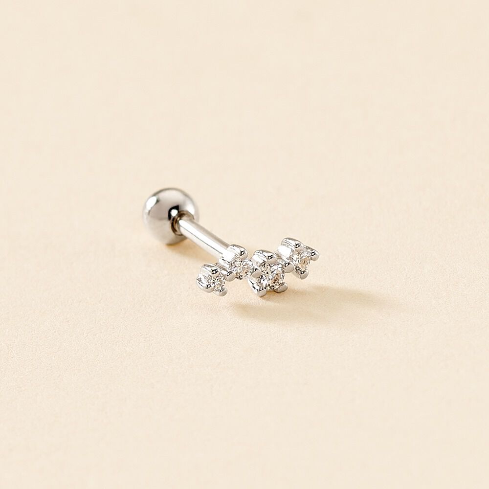 Piercing D'oreille Unitaire Roseau Argent Blanc Oxyde De Zirconium - Piercings d'oreilles Femme | Marc Orian