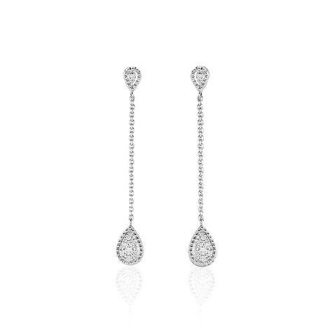 Boucles D'oreilles Pendantes Mariona Or Blanc Diamant - Boucles d'oreilles pierres précieuses Femme | Marc Orian