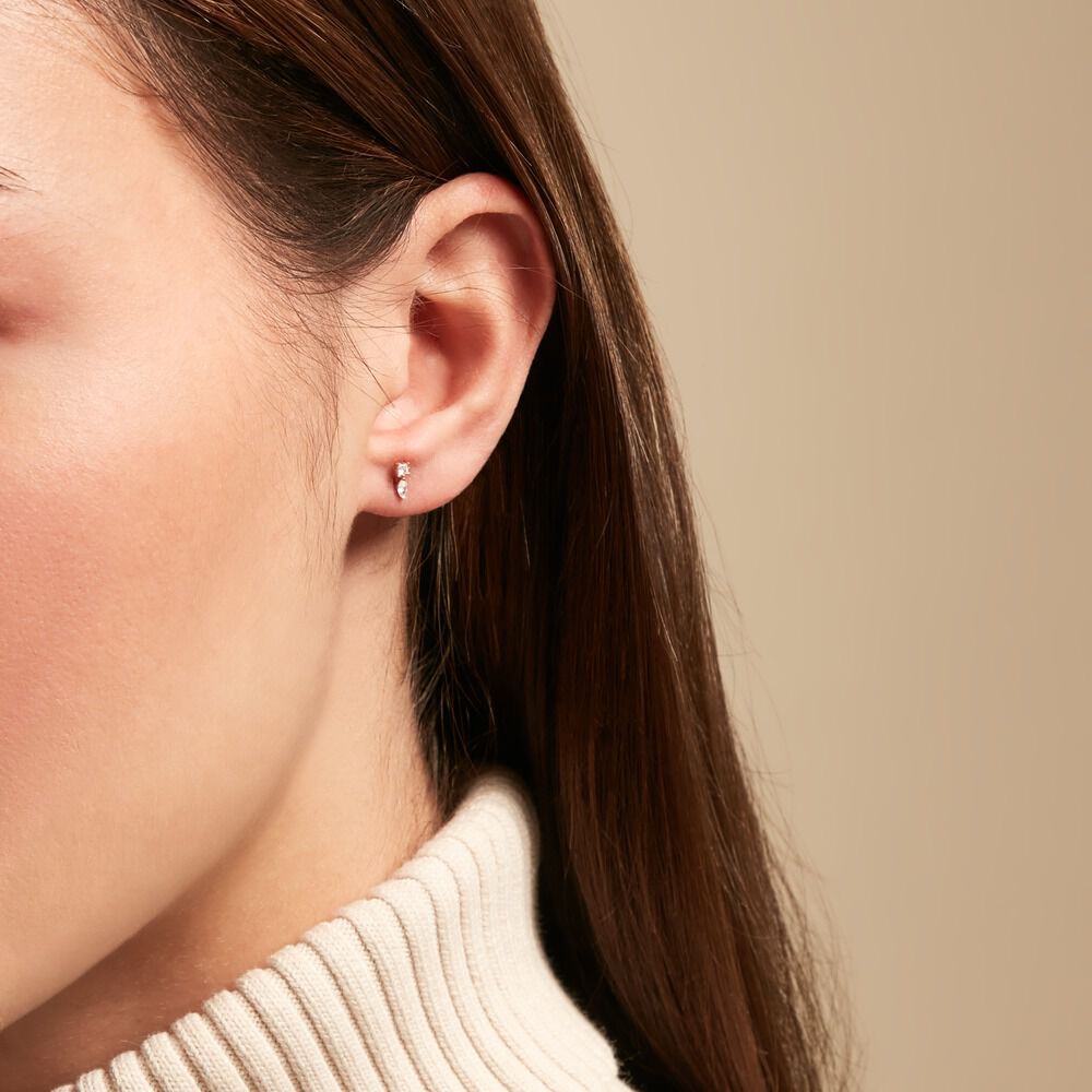 Boucles D'oreilles Puces Huey Or Jaune Oxyde De Zirconium - Puces Femme | Marc Orian
