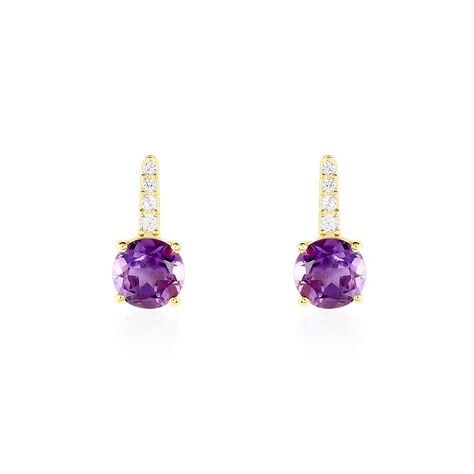 Bijoux D'oreilles Monroe Or Jaune Améthyste Oxyde De Zirconium - Puces Femme | Marc Orian