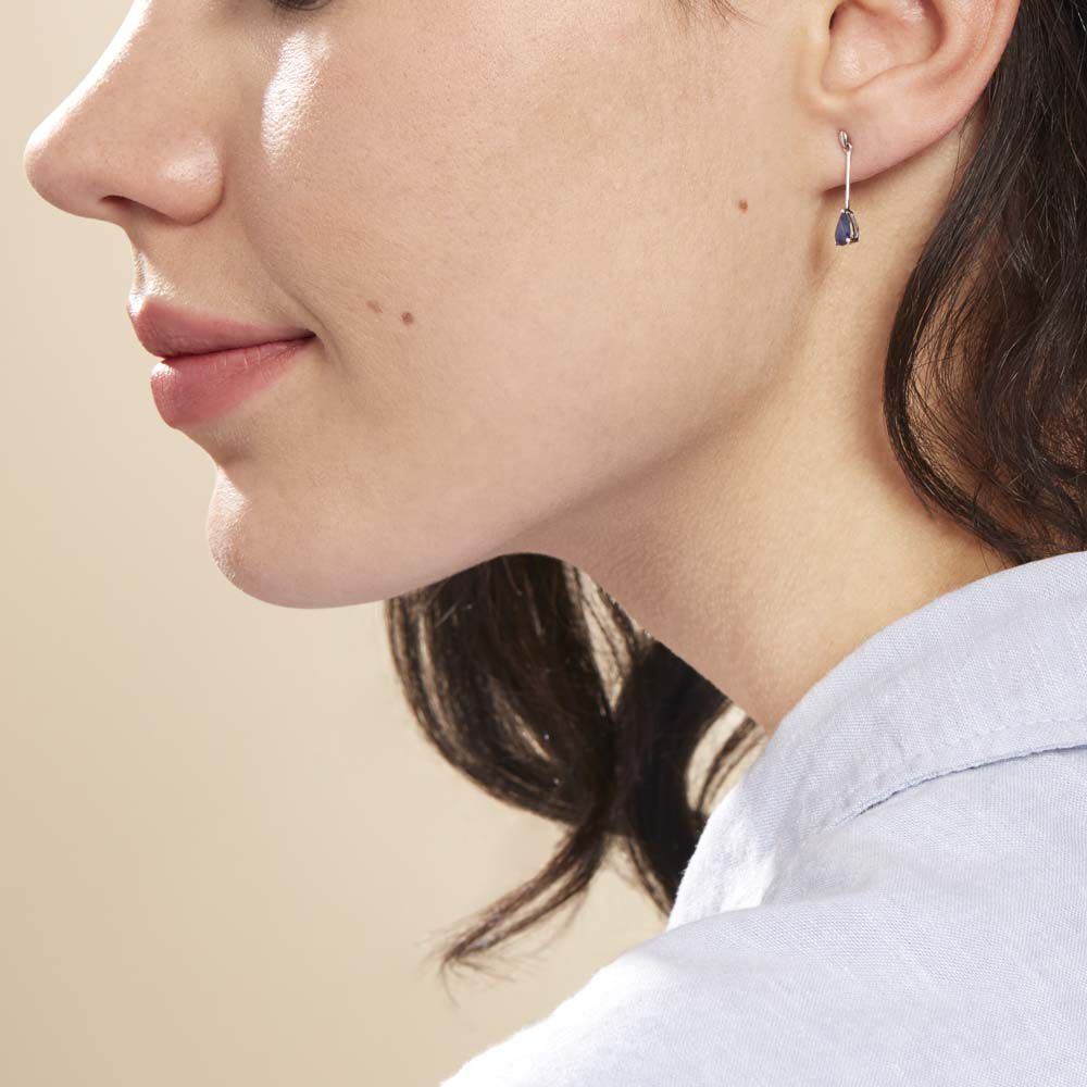 Boucles D'oreilles Pendantes Goutte Or Blanc Saphir - Pendantes Femme | Marc Orian
