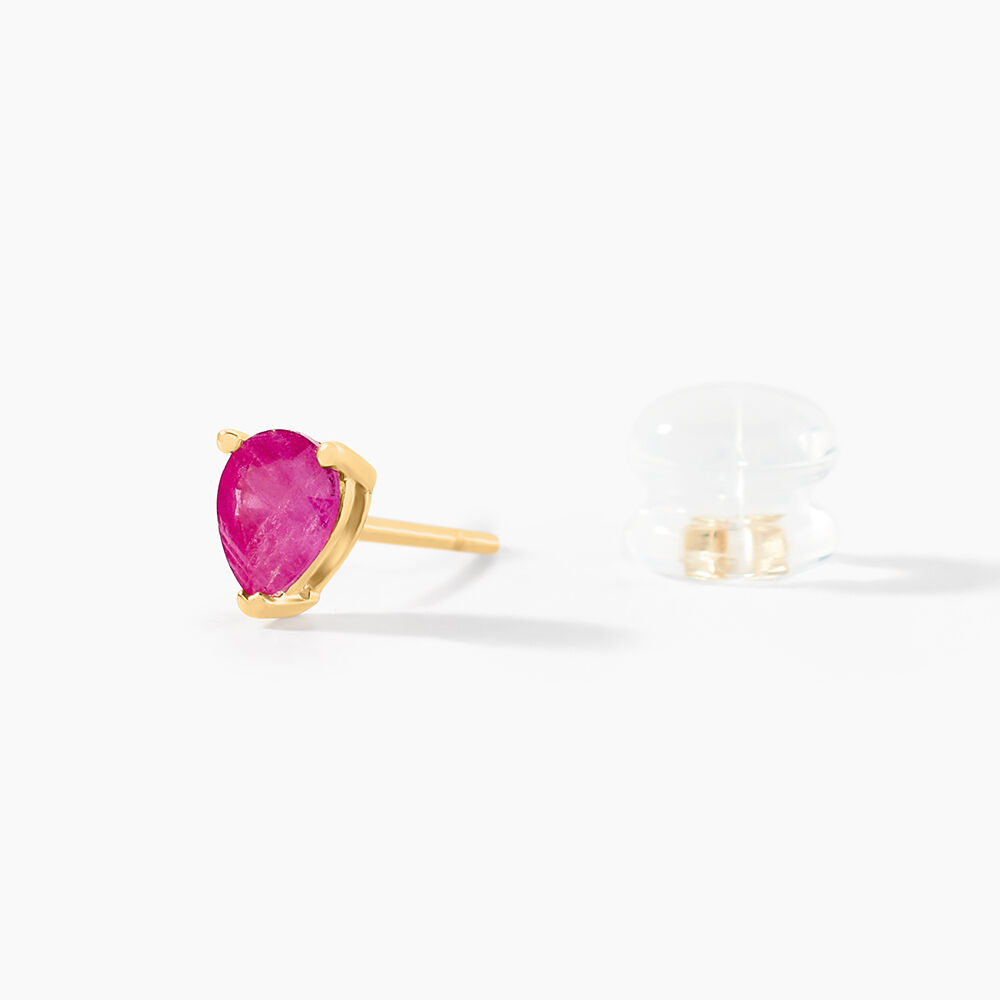 Boucles D'oreilles Puces Or Jaune Isador Rubis - Puces Femme | Marc Orian