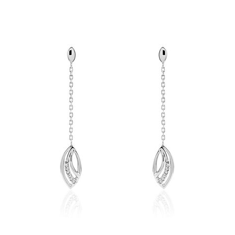 Boucles D'oreilles Pendantes Or Blanc Aatami Diamants - Pendantes Femme | Marc Orian