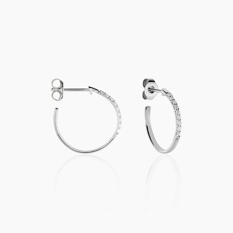 Créoles Ahab Argent Blanc Oxyde De Zirconium - Créoles Femme | Marc Orian