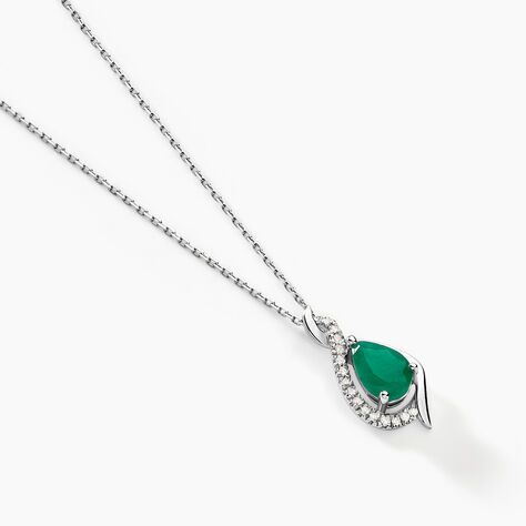 Collier Angelika Or Blanc Emeraude Et Diamant - Colliers avec pierres Femme | Marc Orian