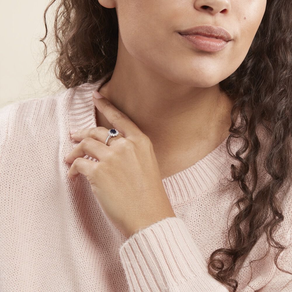 Bague Or Blanc Saphir Diamants - Solitaires Femme | Marc Orian