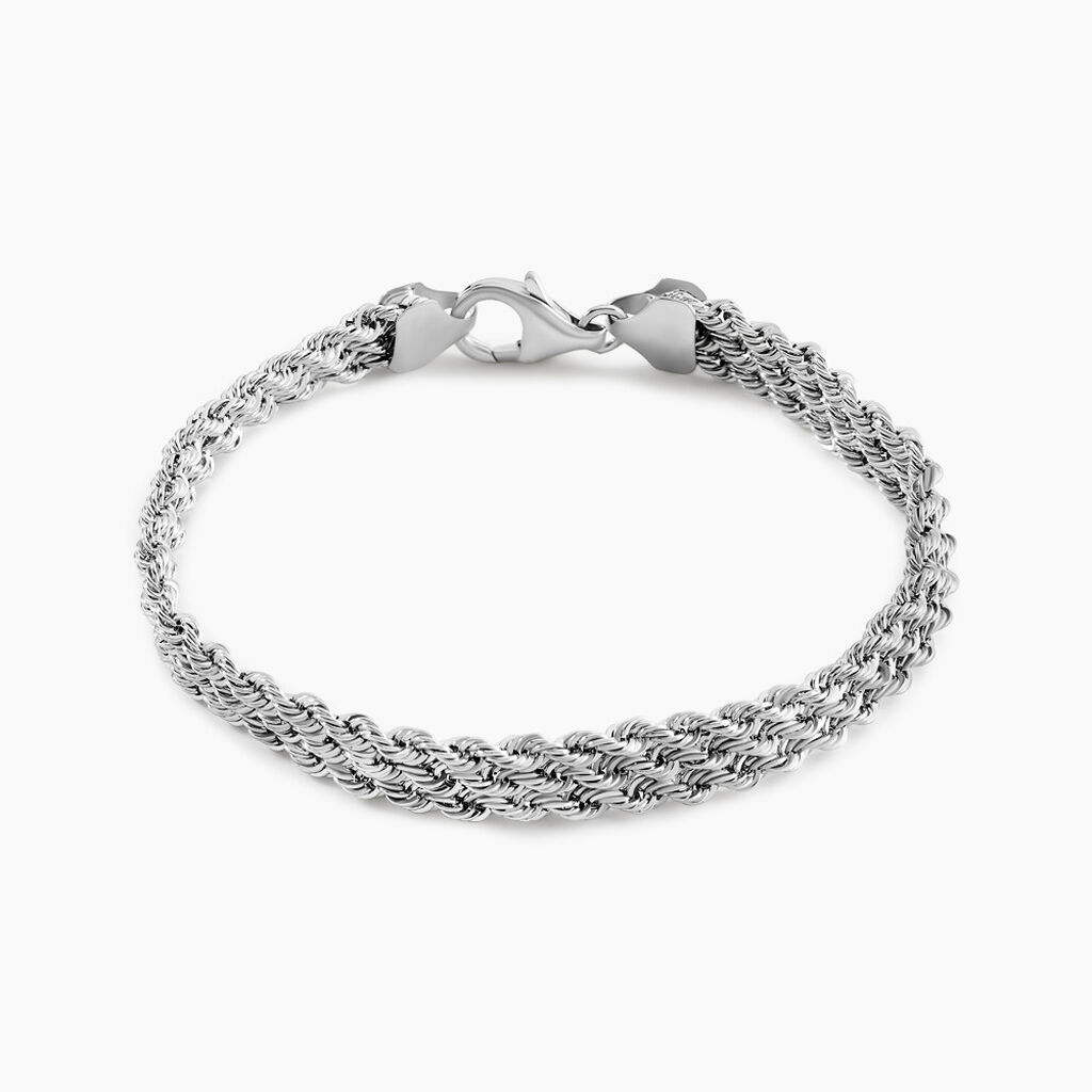 Bracelet Jerry Maille Corde 3 Rangs Or Blanc - Bracelets mailles Femme | Marc Orian