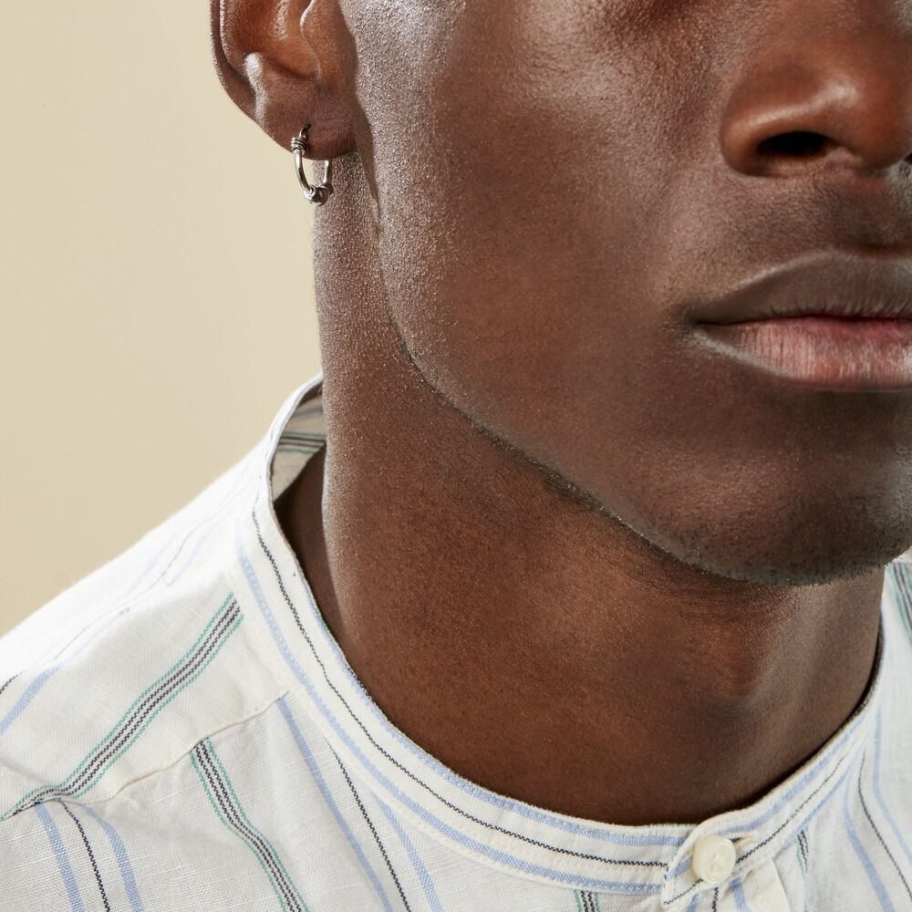 Créole Unitaire Ian Argent Blanc - Piercings d'oreilles Homme | Marc Orian