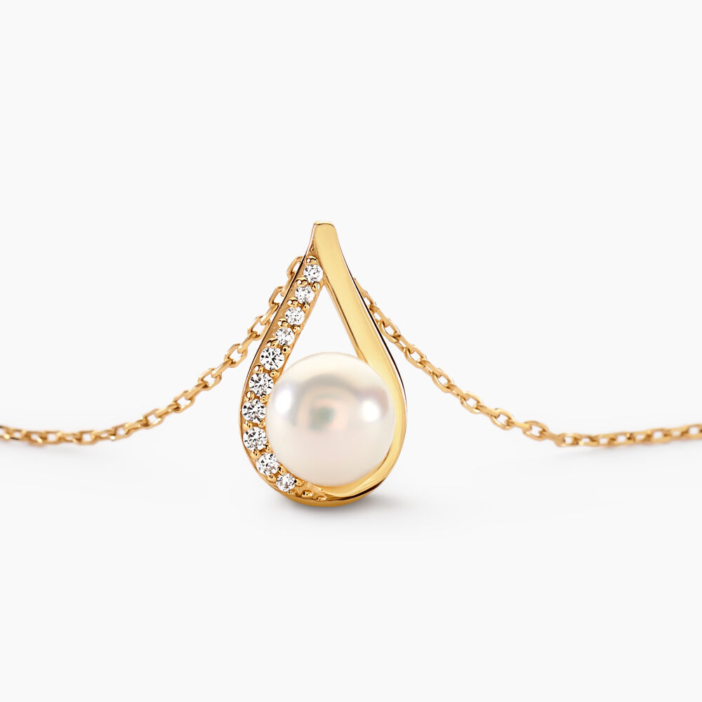 Collier Helin Or Jaune Perle De Culture Et Oxyde De Zirconium - Colliers avec pierres Femme | Marc Orian