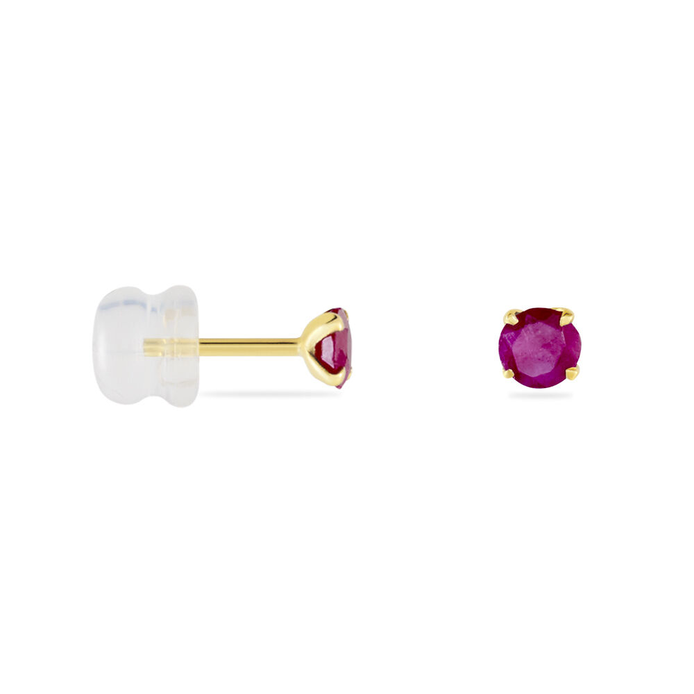 Boucles D'oreilles Puces Elea Serti Griffe Or Jaune Rubis - Puces Femme | Marc Orian